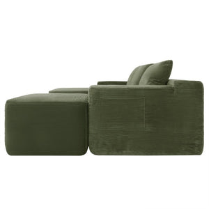 English Elm 96.9''Cloud Modular U-Shaped Sectional Corduroy Sofa Deep Sink Seating for Living Room Green Left W3975S00198
