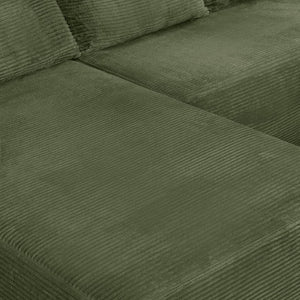 English Elm 96.9''Cloud Modular U-Shaped Sectional Corduroy Sofa Deep Sink Seating for Living Room Green Left W3975S00198