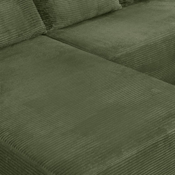 English Elm 96.9''Cloud Modular U-Shaped Sectional Corduroy Sofa Deep Sink Seating for Living Room Green Left W3975S00198