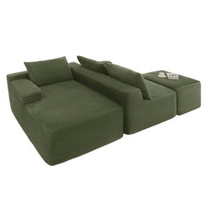 English Elm 96.9''Cloud Modular U-Shaped Sectional Corduroy Sofa Deep Sink Seating for Living Room Green Left W3975S00198