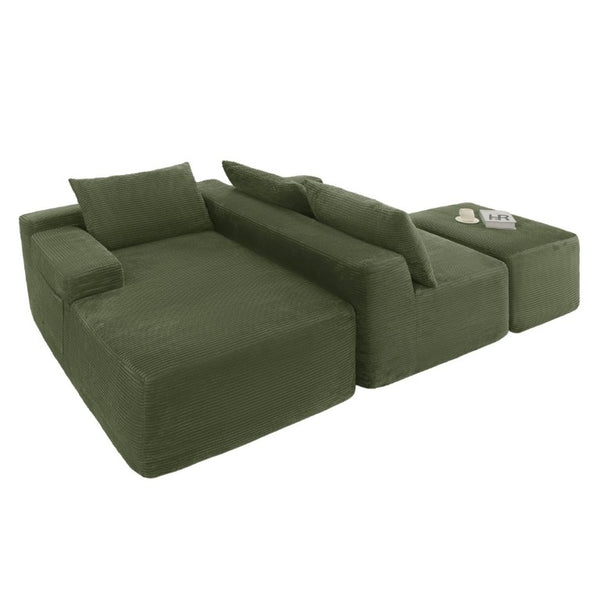 English Elm 96.9''Cloud Modular U-Shaped Sectional Corduroy Sofa Deep Sink Seating for Living Room Green Left W3975S00198