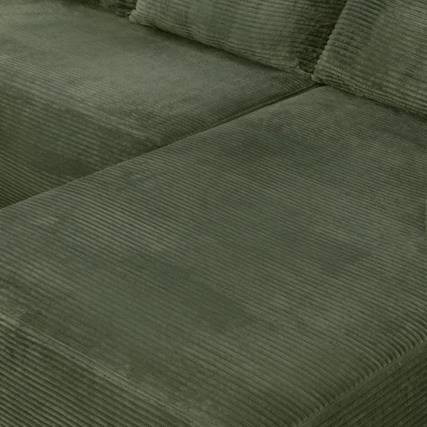 English Elm 96.9''Cloud Modular U-Shaped Sectional Corduroy Sofa Deep Sink Seating for Living Room Green Right W3975S00199