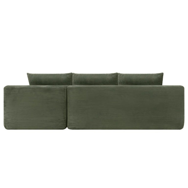 English Elm 96.9''Cloud Modular U-Shaped Sectional Corduroy Sofa Deep Sink Seating for Living Room Green Right W3975S00199