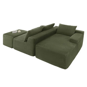 English Elm 96.9''Cloud Modular U-Shaped Sectional Corduroy Sofa Deep Sink Seating for Living Room Green Right W3975S00199