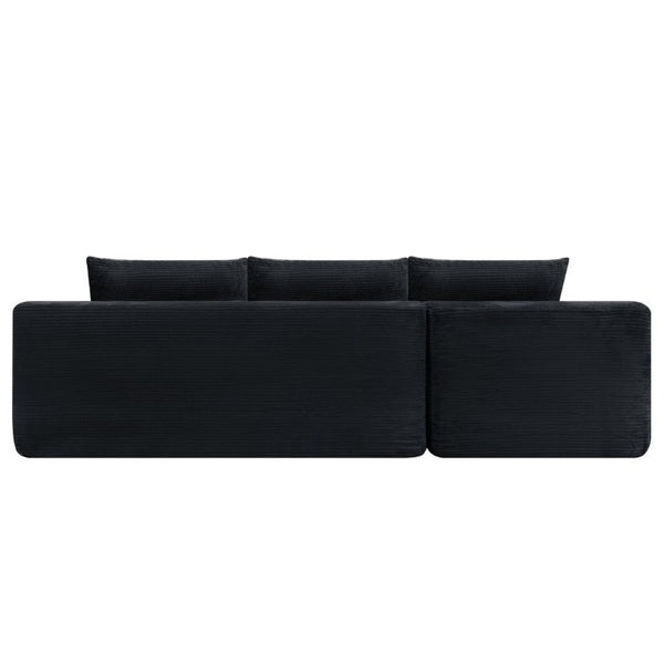 English Elm 96.9''Cloud Modular U-Shaped Sectional Corduroy Sofa Deep Sink Seating for Living Room Black Left W3975S00200
