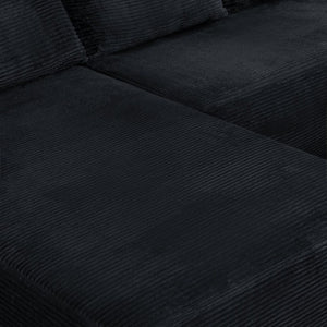 English Elm 96.9''Cloud Modular U-Shaped Sectional Corduroy Sofa Deep Sink Seating for Living Room Black Left W3975S00200