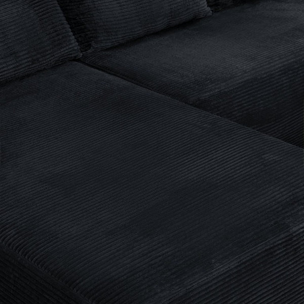English Elm 96.9''Cloud Modular U-Shaped Sectional Corduroy Sofa Deep Sink Seating for Living Room Black Left W3975S00200