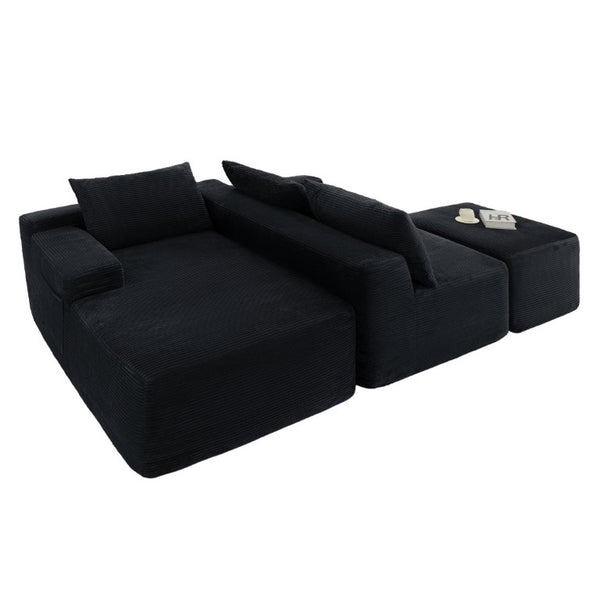 English Elm 96.9''Cloud Modular U-Shaped Sectional Corduroy Sofa Deep Sink Seating for Living Room Black Left W3975S00200