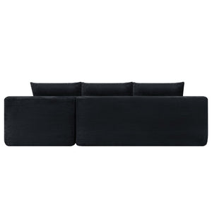 English Elm 96.9''Cloud Modular U-Shaped Sectional Corduroy Sofa Deep Sink Seating for Living Room Black Right W3975S00201