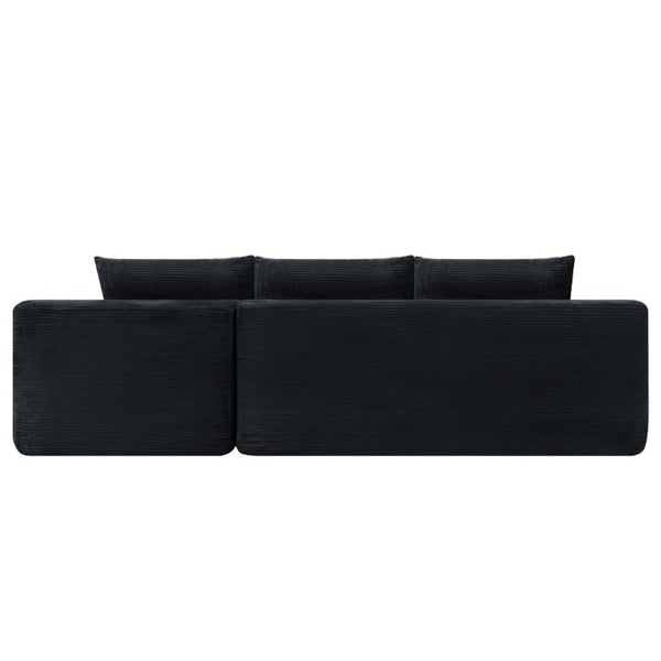 English Elm 96.9''Cloud Modular U-Shaped Sectional Corduroy Sofa Deep Sink Seating for Living Room Black Right W3975S00201