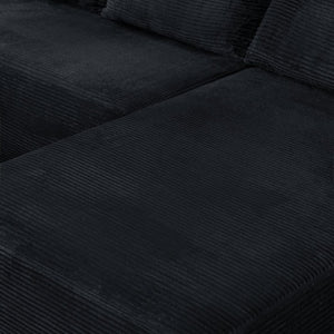 English Elm 96.9''Cloud Modular U-Shaped Sectional Corduroy Sofa Deep Sink Seating for Living Room Black Right W3975S00201