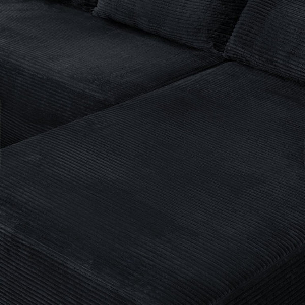 English Elm 96.9''Cloud Modular U-Shaped Sectional Corduroy Sofa Deep Sink Seating for Living Room Black Right W3975S00201