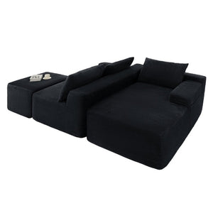 English Elm 96.9''Cloud Modular U-Shaped Sectional Corduroy Sofa Deep Sink Seating for Living Room Black Right W3975S00201