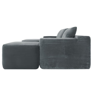 English Elm 96.9''Cloud Modular U-Shaped Sectional Corduroy Sofa Deep Sink Seating for Living Room Grey Left W3975S00205