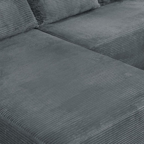 English Elm 96.9''Cloud Modular U-Shaped Sectional Corduroy Sofa Deep Sink Seating for Living Room Grey Left W3975S00205