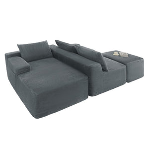 English Elm 96.9''Cloud Modular U-Shaped Sectional Corduroy Sofa Deep Sink Seating for Living Room Grey Left W3975S00205