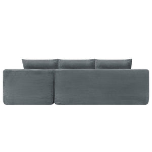 English Elm 96.9''Cloud Modular U-Shaped Sectional Corduroy Sofa Deep Sink Seating for Living Room Grey Right W3975S00207