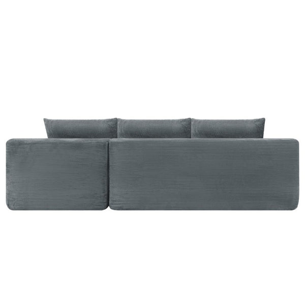 English Elm 96.9''Cloud Modular U-Shaped Sectional Corduroy Sofa Deep Sink Seating for Living Room Grey Right W3975S00207