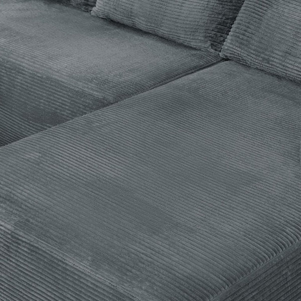English Elm 96.9''Cloud Modular U-Shaped Sectional Corduroy Sofa Deep Sink Seating for Living Room Grey Right W3975S00207