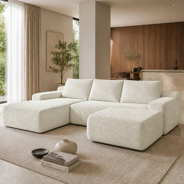 English Elm 96.9''Cloud U-Shaped Modular Sectional Corduroy Upholstered Sofa for Spacious Living Rooms W3975S00238
