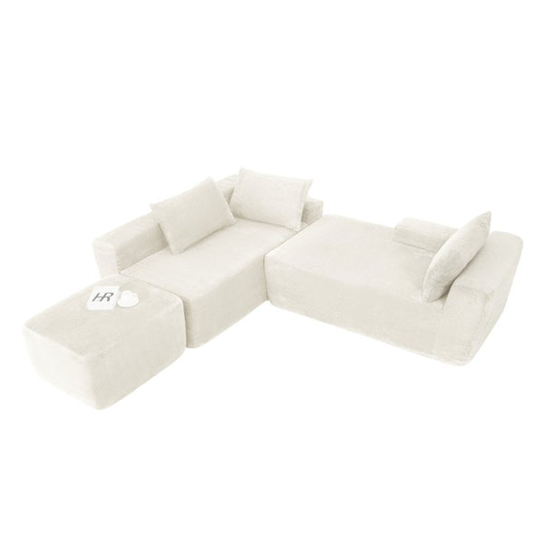 English Elm 96.9''Cloud U-Shaped Modular Sectional Corduroy Upholstered Sofa for Spacious Living Rooms W3975S00238