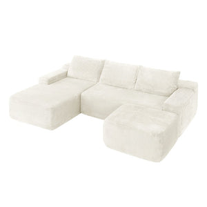 English Elm 96.9''Cloud U-Shaped Modular Sectional Corduroy Upholstered Sofa for Spacious Living Rooms W3975S00238
