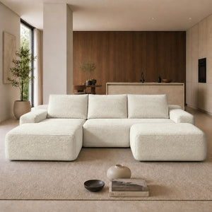 English Elm 96.9''Cloud U-Shaped Modular Sectional Corduroy Upholstered Sofa for Spacious Living Rooms W3975S00238