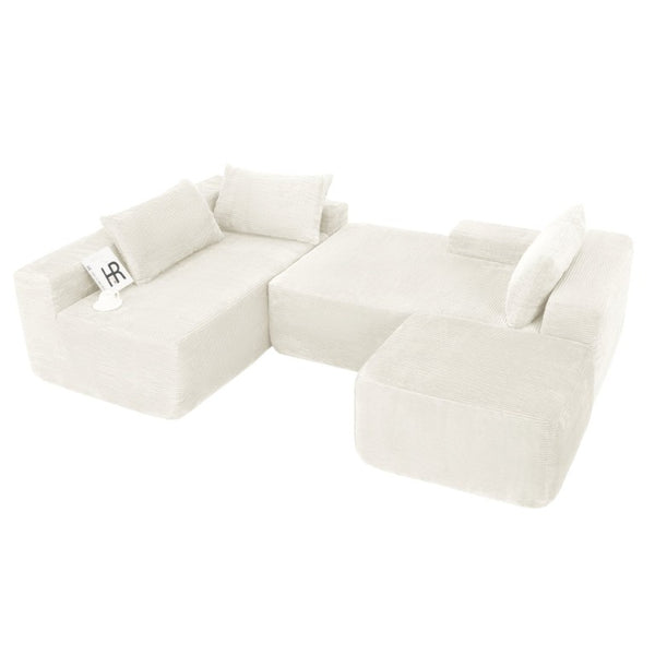 English Elm 96.9''Cloud U-Shaped Modular Sectional Corduroy Upholstered Sofa for Spacious Living Rooms W3975S00238