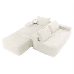 English Elm 96.9''Cloud U-Shaped Modular Sectional Corduroy Upholstered Sofa for Spacious Living Rooms W3975S00238