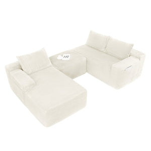 English Elm 96.9''Cloud U-Shaped Modular Sectional Corduroy Upholstered Sofa for Spacious Living Rooms W3975S00238