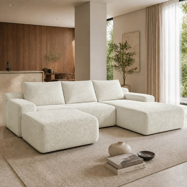 English Elm 96.9''Cloud Modular Sectional Corduroy Sofa Deep Plush Lounge Seating for Living Room W3975S00239