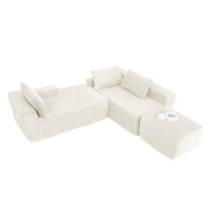 English Elm 96.9''Cloud Modular Sectional Corduroy Sofa Deep Plush Lounge Seating for Living Room W3975S00239