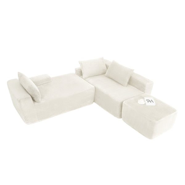 English Elm 96.9''Cloud Modular Sectional Corduroy Sofa Deep Plush Lounge Seating for Living Room W3975S00239