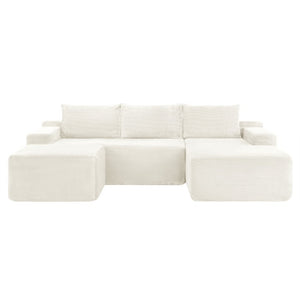 English Elm 96.9''Cloud Modular Sectional Corduroy Sofa Deep Plush Lounge Seating for Living Room W3975S00239