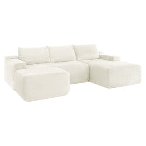 English Elm 96.9''Cloud Modular Sectional Corduroy Sofa Deep Plush Lounge Seating for Living Room W3975S00239