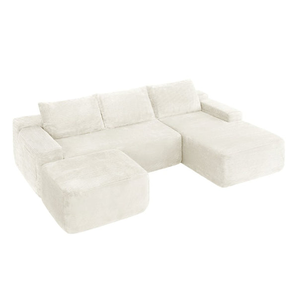 English Elm 96.9''Cloud Modular Sectional Corduroy Sofa Deep Plush Lounge Seating for Living Room W3975S00239