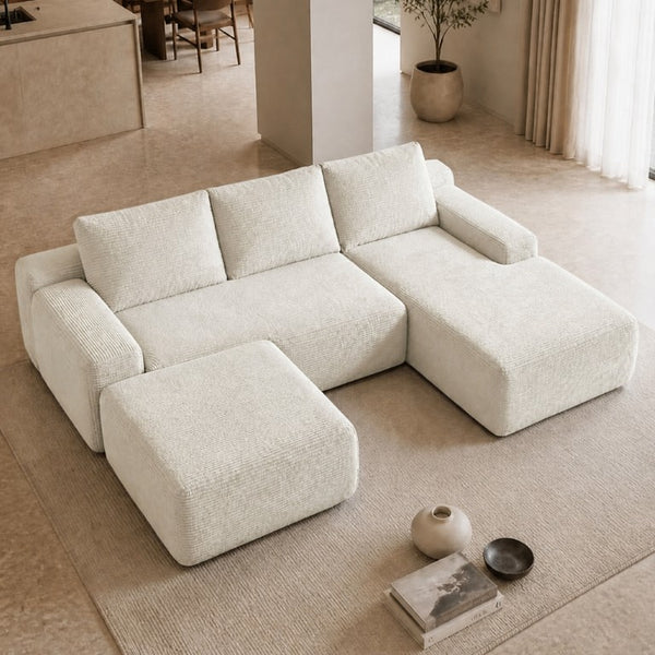 English Elm 96.9''Cloud Modular Sectional Corduroy Sofa Deep Plush Lounge Seating for Living Room W3975S00239