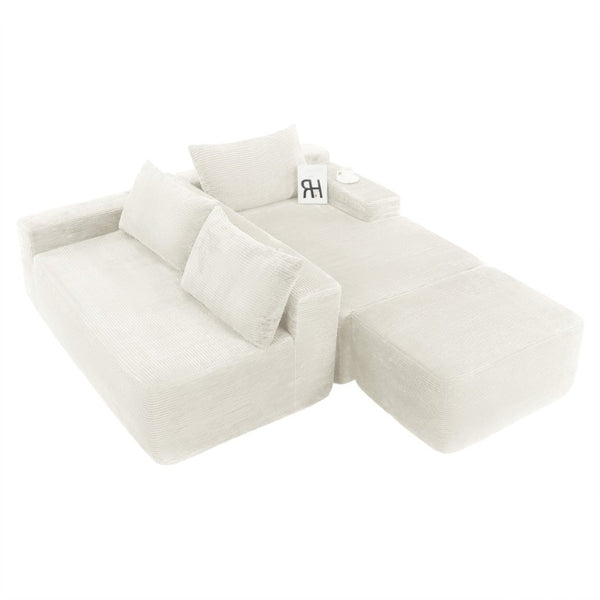 English Elm 96.9''Cloud Modular Sectional Corduroy Sofa Deep Plush Lounge Seating for Living Room W3975S00239