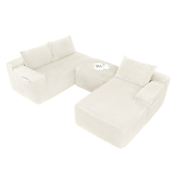 English Elm 96.9''Cloud Modular Sectional Corduroy Sofa Deep Plush Lounge Seating for Living Room W3975S00239