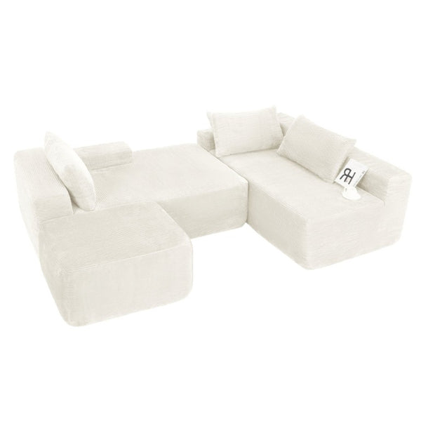 English Elm 96.9''Cloud Modular Sectional Corduroy Sofa Deep Plush Lounge Seating for Living Room W3975S00239