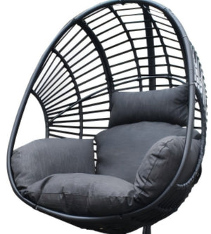 English Elm Outdoor All-weather Wicker Hanging Basket Chair with Wide U-shape Base for Patio W3979P393002