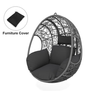 English Elm Outdoor Hand-woven Pe Wicker Hanging Swing Chair with Plush Cushion for Patio Use W3979P393024