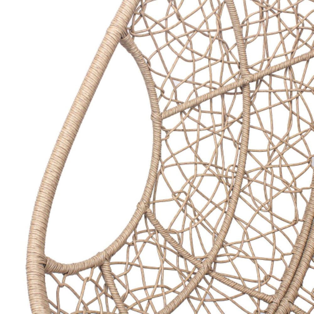 English Elm Natural Pe Wicker Hanging Swing Chair Hand Woven for Patio Garden or Indoor Lounging W3979P393026