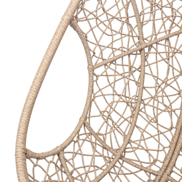 English Elm Natural Pe Wicker Hanging Swing Chair Hand Woven for Patio Garden or Indoor Lounging W3979P393026