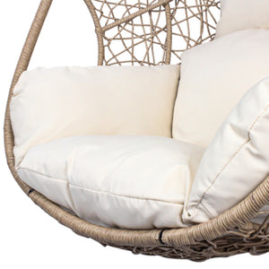 English Elm Natural Pe Wicker Hanging Swing Chair Hand Woven for Patio Garden or Indoor Lounging W3979P393026