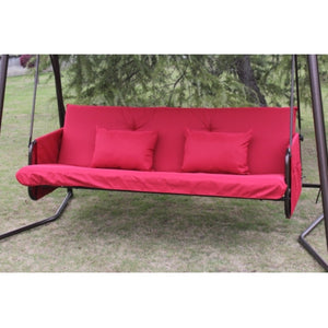 English Elm Swing, 4 Seat Outdoor Porch Bench with Steel Frame Canopy and High Density Foam Cushions W3979P394085
