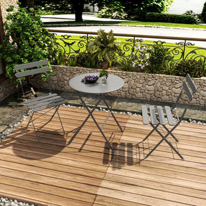 English Elm Bistro Outdoor Folding Patio Set Steel Frame Weather Resistant Three Piece Balcony Dining Gray W3979P394159