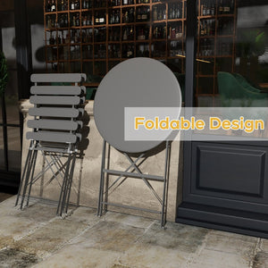 English Elm Bistro Outdoor Folding Patio Set Steel Frame Weather Resistant Three Piece Balcony Dining Gray W3979P394159