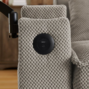 English Elm Khaki Tufted Loveseat with Hidden Storage USB Charging and Swivel Side Table W3985P494447