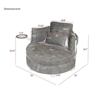 English Elm Dark Grey Circular Tufted Sofa with Swivel Table and Hidden Under Seat Storage W3985P519380
